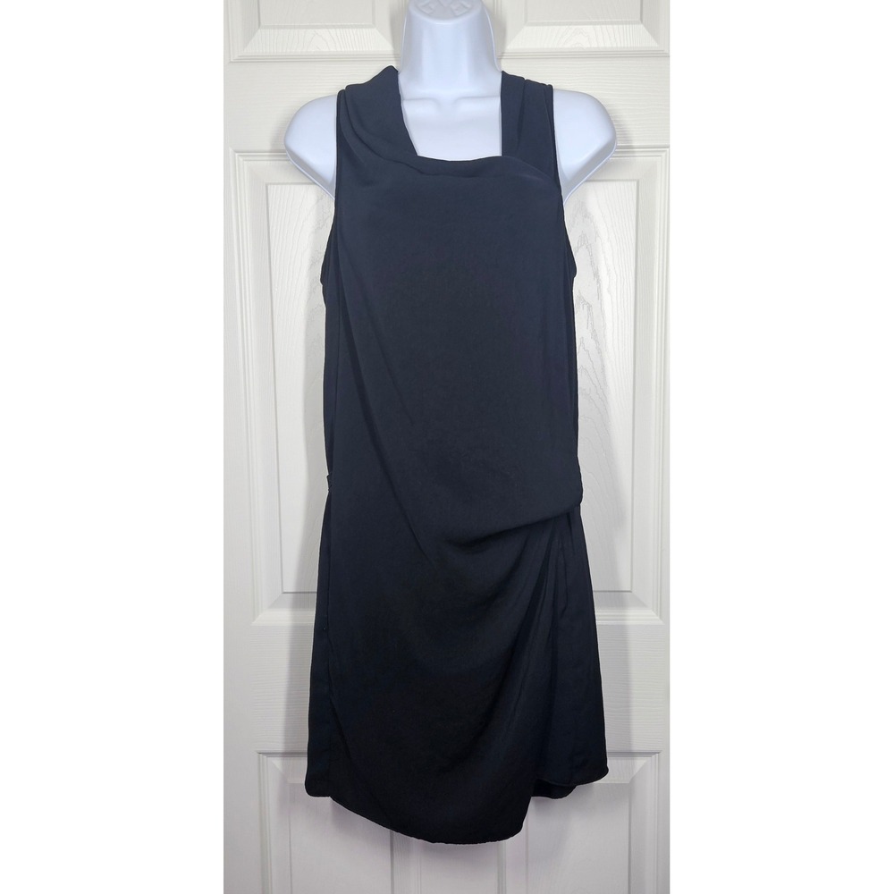 Helmut Lang Slink Seam Square Neck Cocktail Dress Black Sleeveless Sz M LBD USA